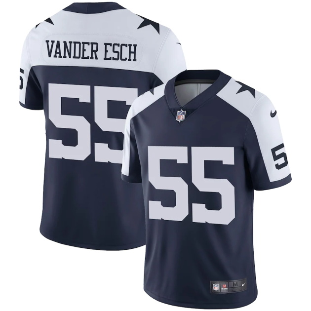 mens nike leighton vander esch navy dallas cowboys alternate vapor limited jersey